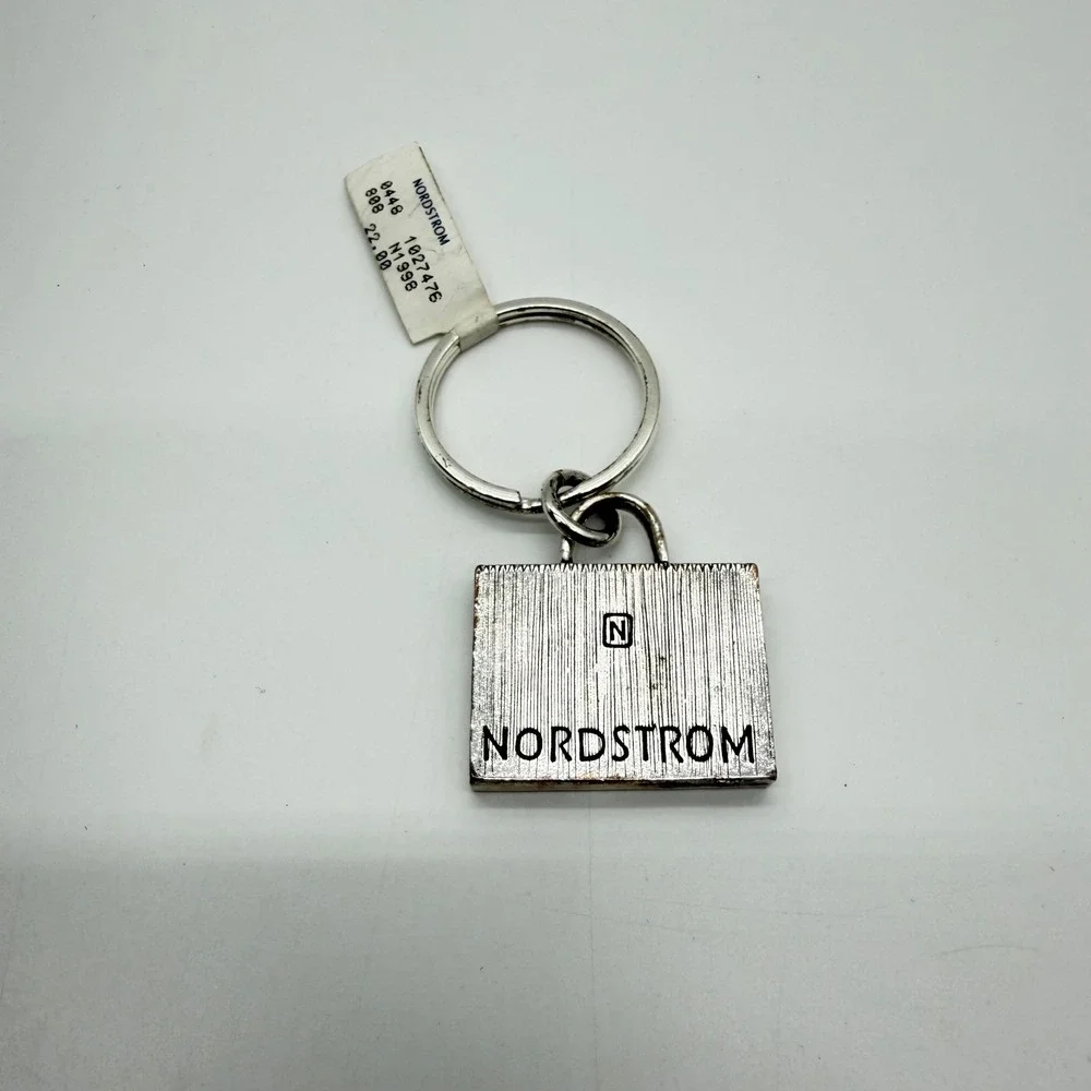 Nordstrom Silver Tone Shopping Bag Charm Keychain Logo N1998 New With Tag